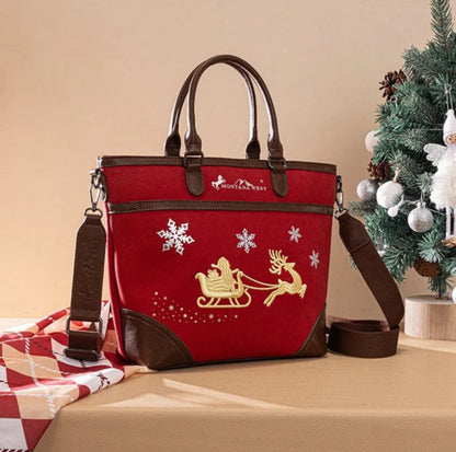 Montana West Christmas Tote Bag – Santa’s Sleigh Edition (Gift Wrapped)